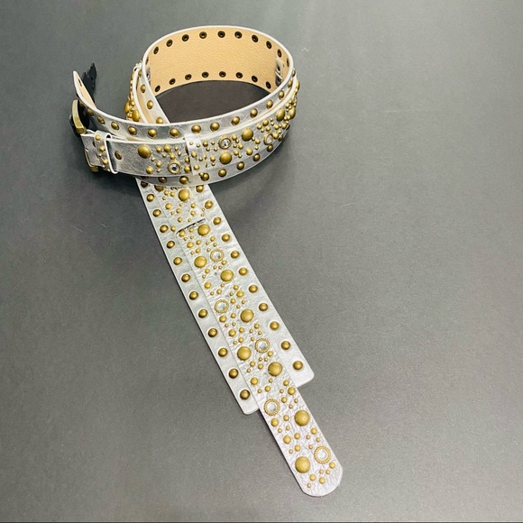 L & D Studded Italian Leather Belt- Size M - Picture 8 of 14